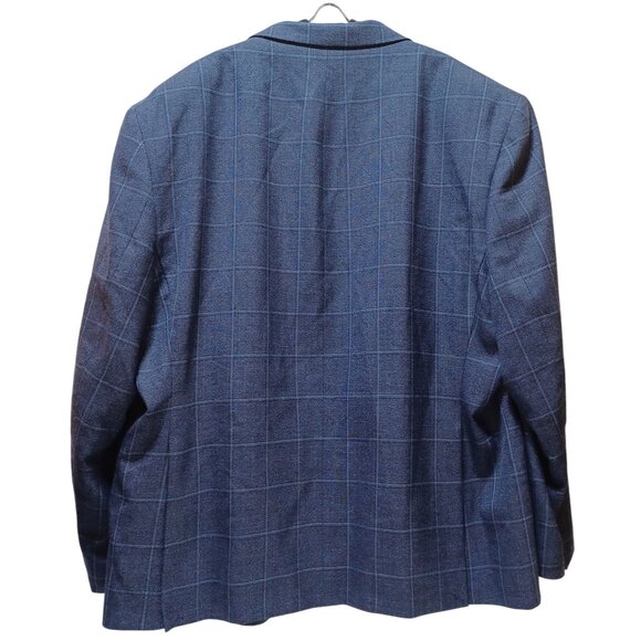 Ralph Lauren Blue Windowpane Wool Blend 2 Button Blazer Men 54R Heritage Classic - Picture 4 of 9